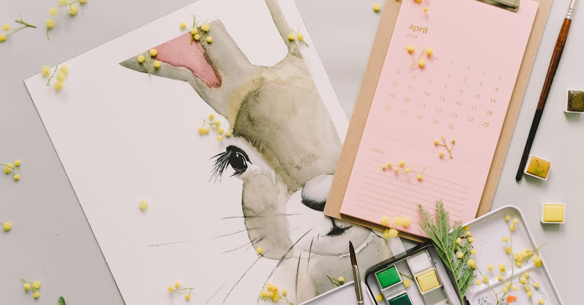 artistic watercolor painting of a bunny with an april calendar celebrating spring creativity 1