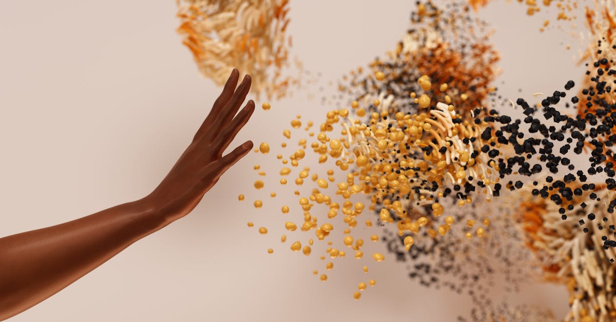 creative concept depicting a hand reaching towards abstract swirling particles 1