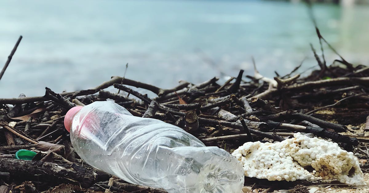 discarded plastic bottle on a malaysian beach highlighting environmental pollution
