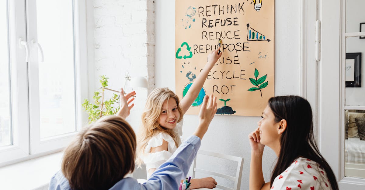 three teenagers discussing a zero waste project in a bright room emphasizing sustainability educati