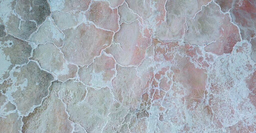 aerial photo showcasing the unique patterns and colors of natural salt ponds 1
